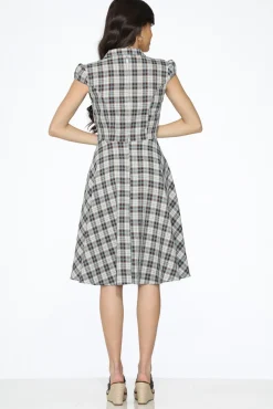 & Blue Plaid Swing Dress Brown Discount