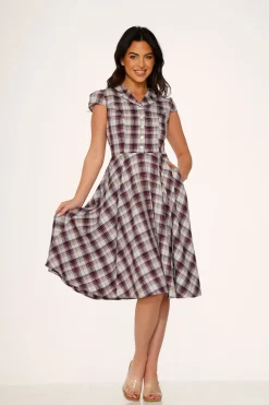 Brown Plaid Swing Dress Online