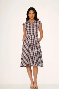 Brown Plaid Swing Dress Online