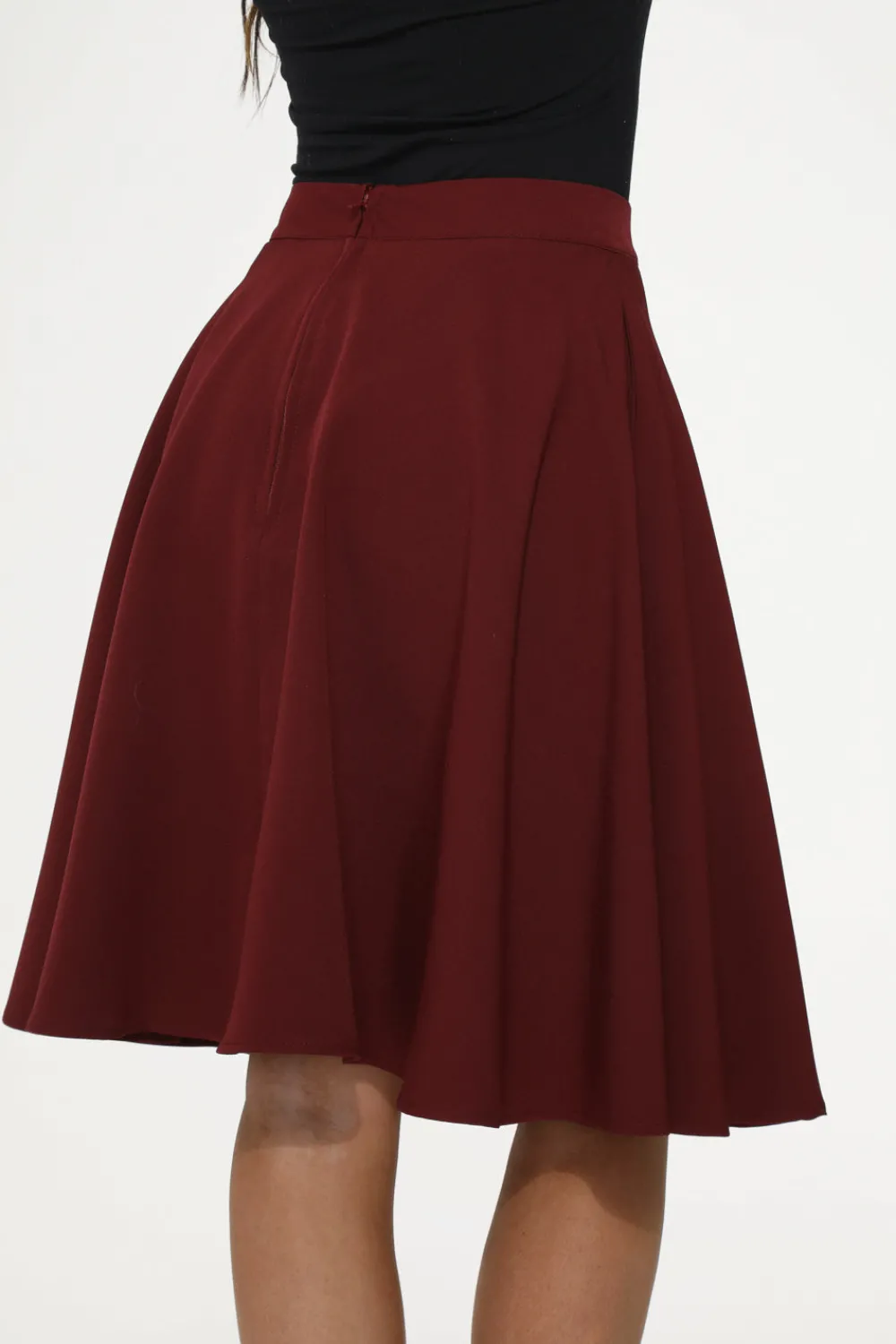 Burgundy Black Embroide Poodle Swing Skirt Red Sale