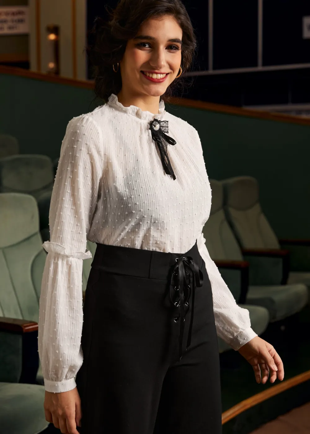 Bygone Beauty Balloon Sleeve Blouse Vanilla Mist New