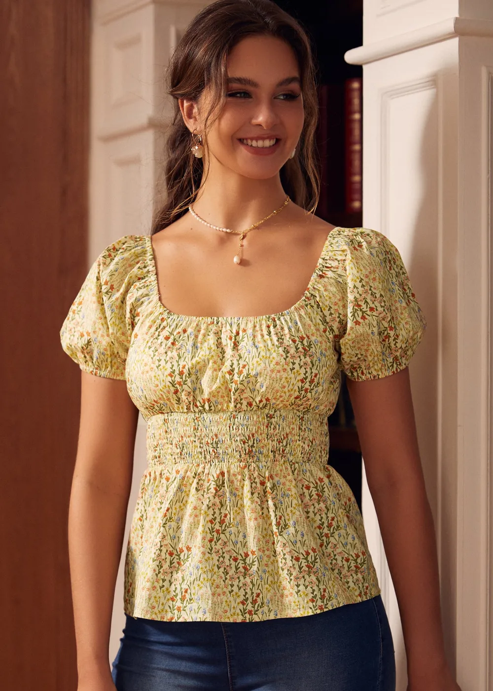 BTC Candlelit Café Peplum Blouse Cream Multi