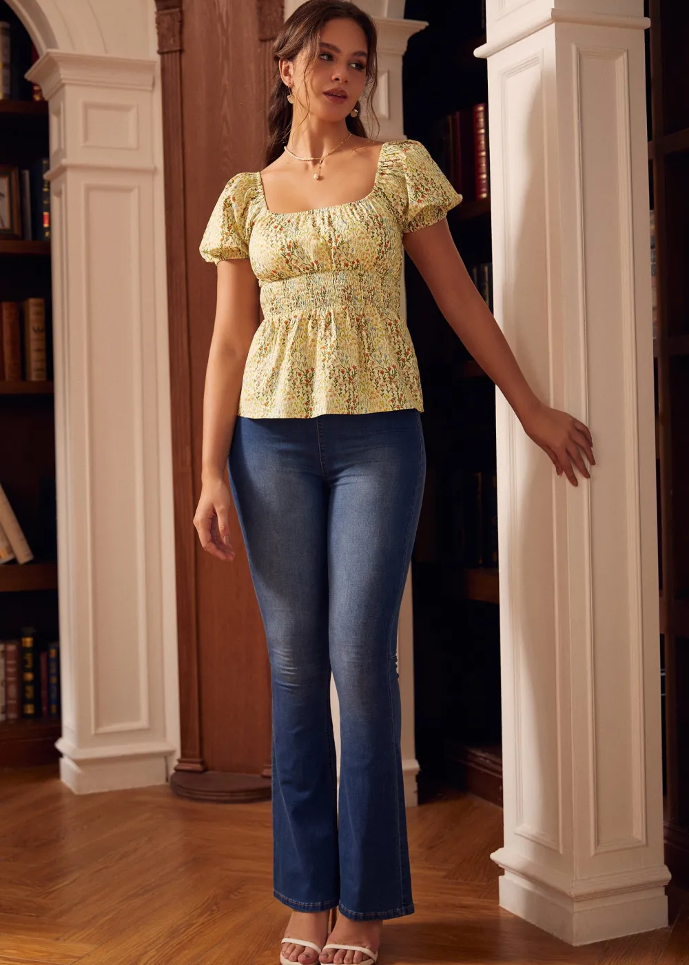 BTC Candlelit Café Peplum Blouse Cream Multi