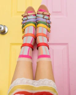 Candy Stripe Ruffle Crew Sock Sale