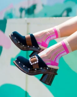 Candy Stripe Ruffle Crew Sock Sale