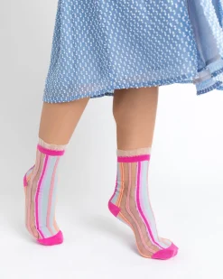Candy Stripe Ruffle Crew Sock Sale