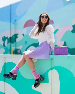 Candy Stripe Ruffle Crew Sock Sale