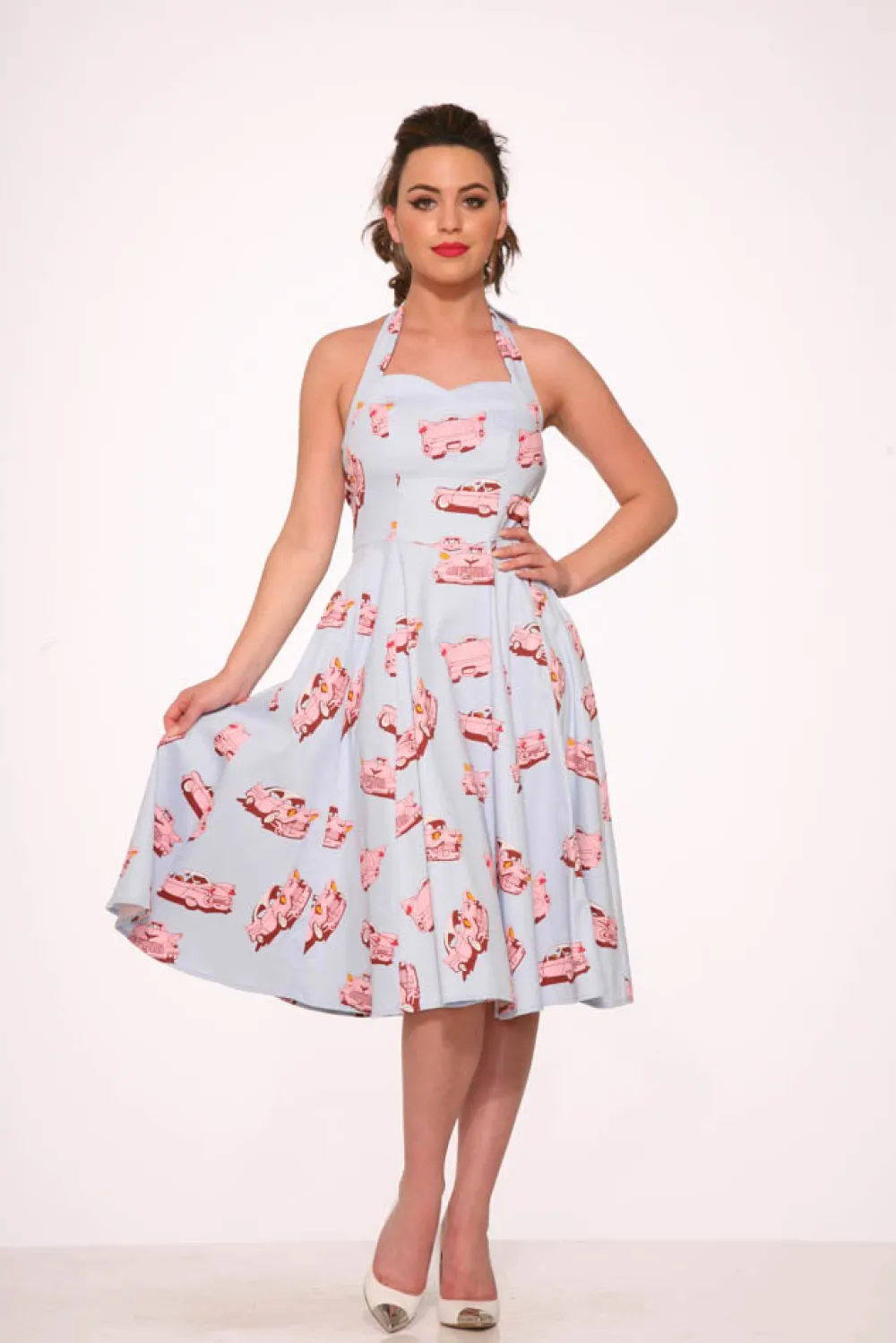 Car Hop Halter Swing Dress Discount