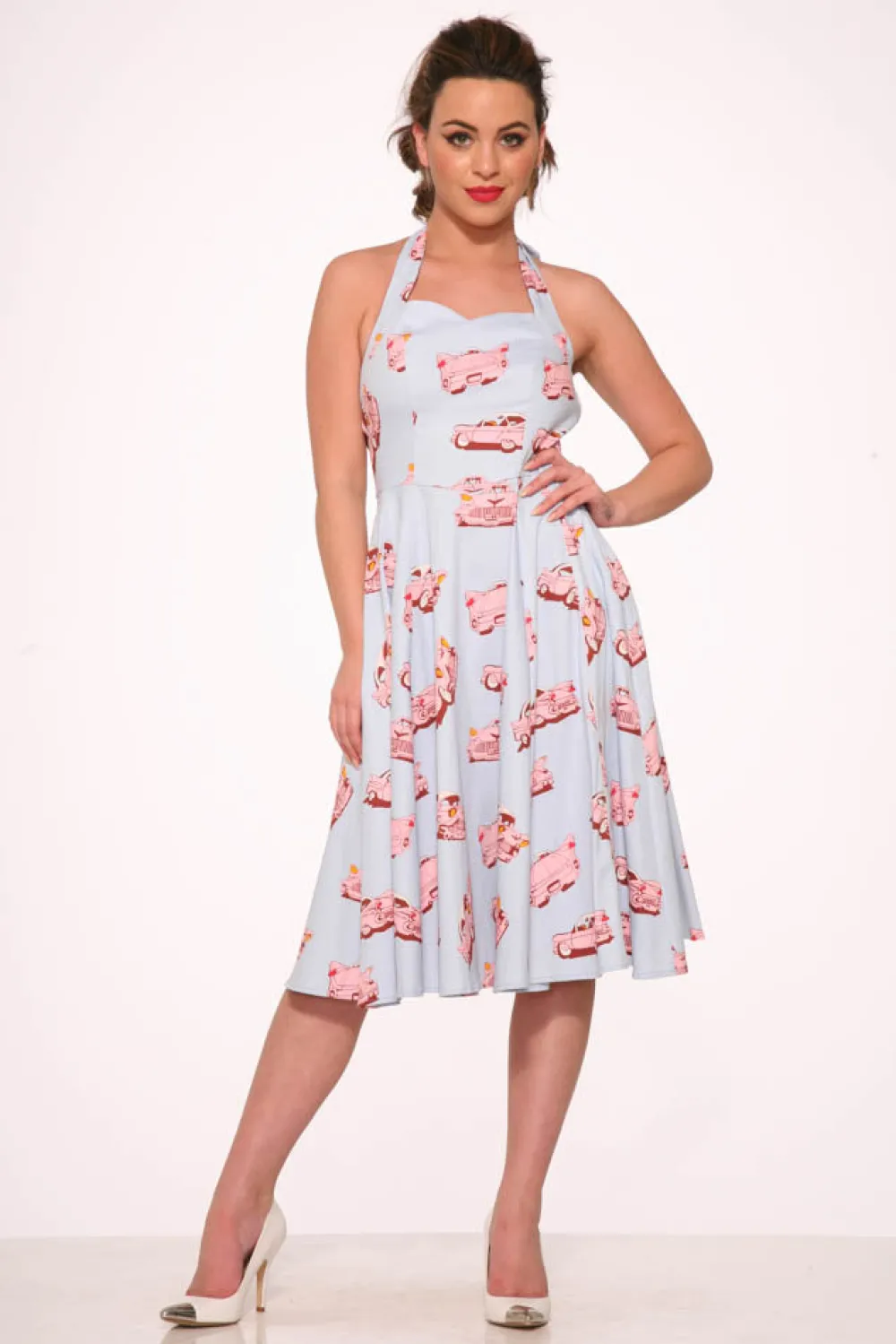 Car Hop Halter Swing Dress Discount
