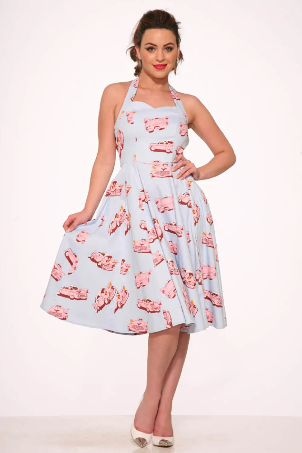 Car Hop Halter Swing Dress Discount