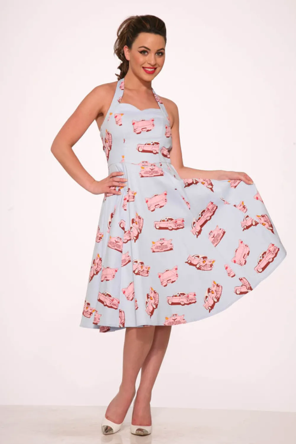 Car Hop Halter Swing Dress Discount
