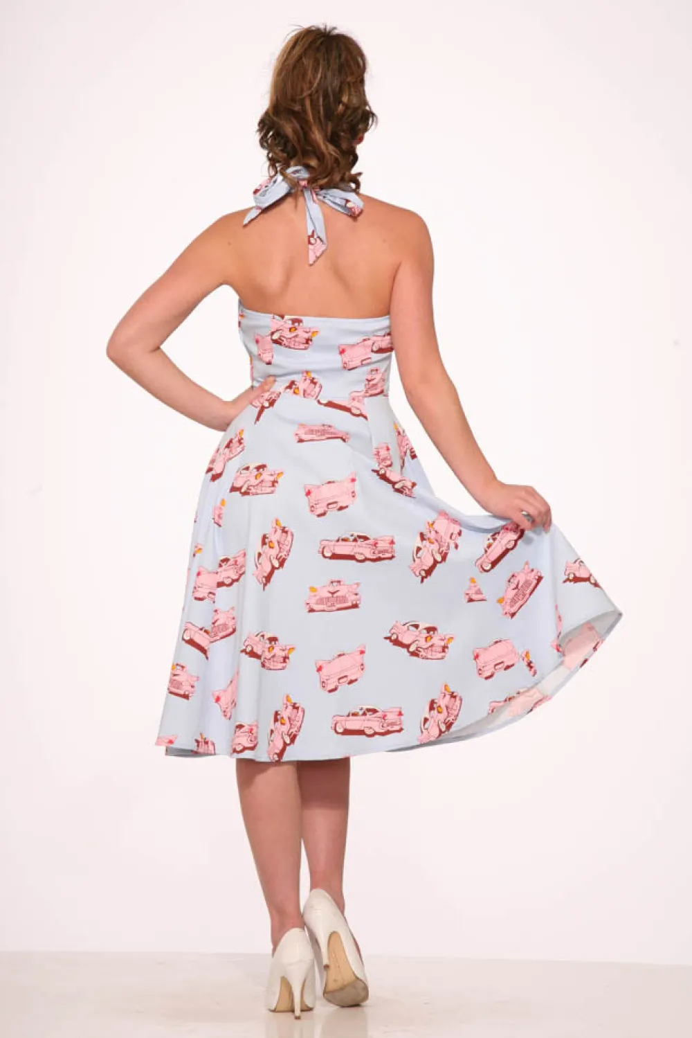 Car Hop Halter Swing Dress Discount