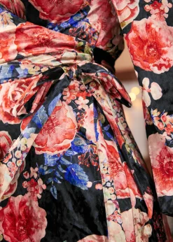 Celestial Silhouette Balloon Sleeve Dress Frosty Florals