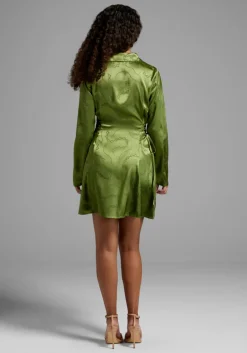 Dangerfield Chained To Fate Satin Mini Dress GREEN