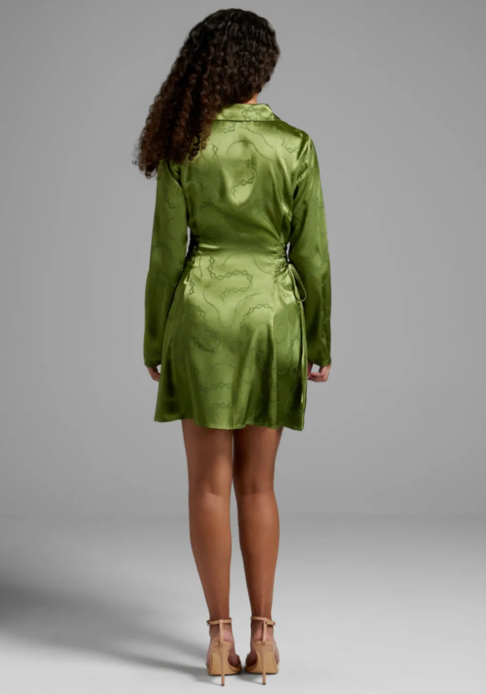 Dangerfield Chained To Fate Satin Mini Dress GREEN