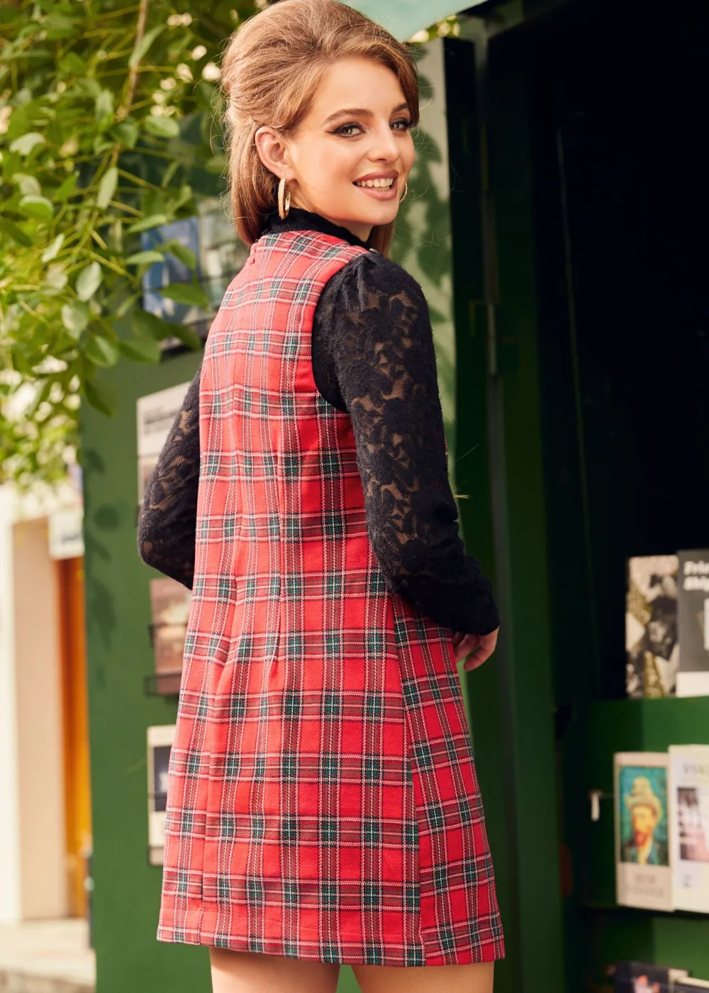 Checkered Charm A-Line Shift Dress Traditional Check Online