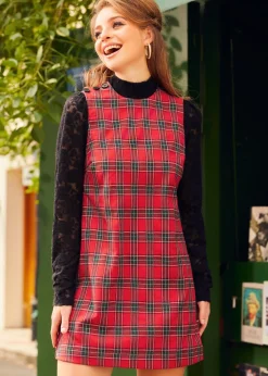 Checkered Charm A-Line Shift Dress Traditional Check Online