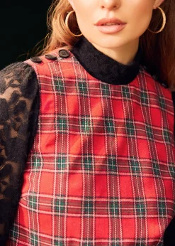 Checkered Charm A-Line Shift Dress Traditional Check Online