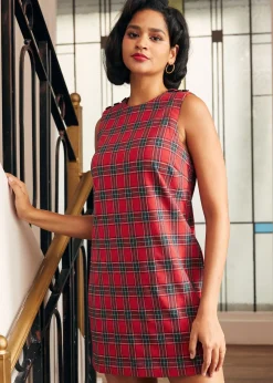 Checkered Charm A-Line Shift Dress Traditional Check Online