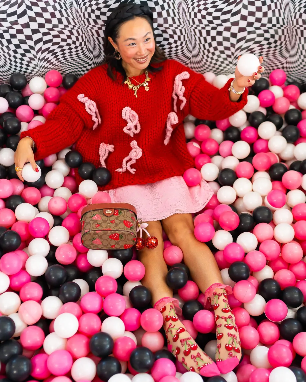 Cherry Bow Ruffle Sheer Crew Sock Discount