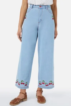 Cherry Embroidered Jean Sale