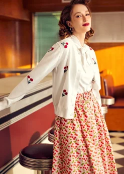 BTC Cherry on Top Crew Neck Cardigan Ivory Whisper Online