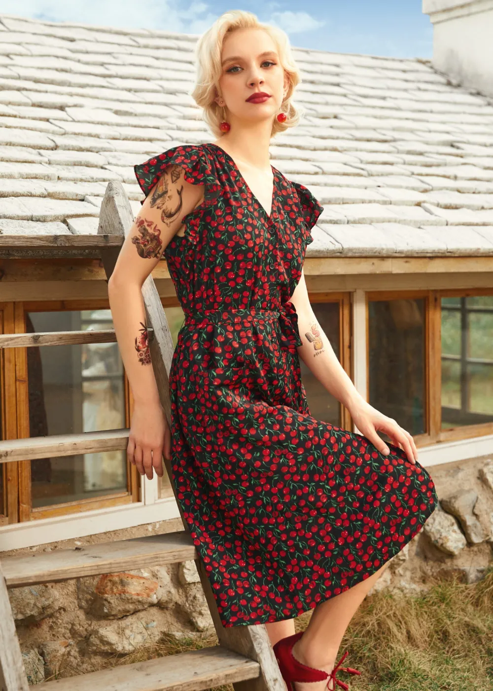 Cherry Picked Perfection Dress Black Cherry Outlet