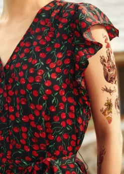 Cherry Picked Perfection Dress Black Cherry Outlet