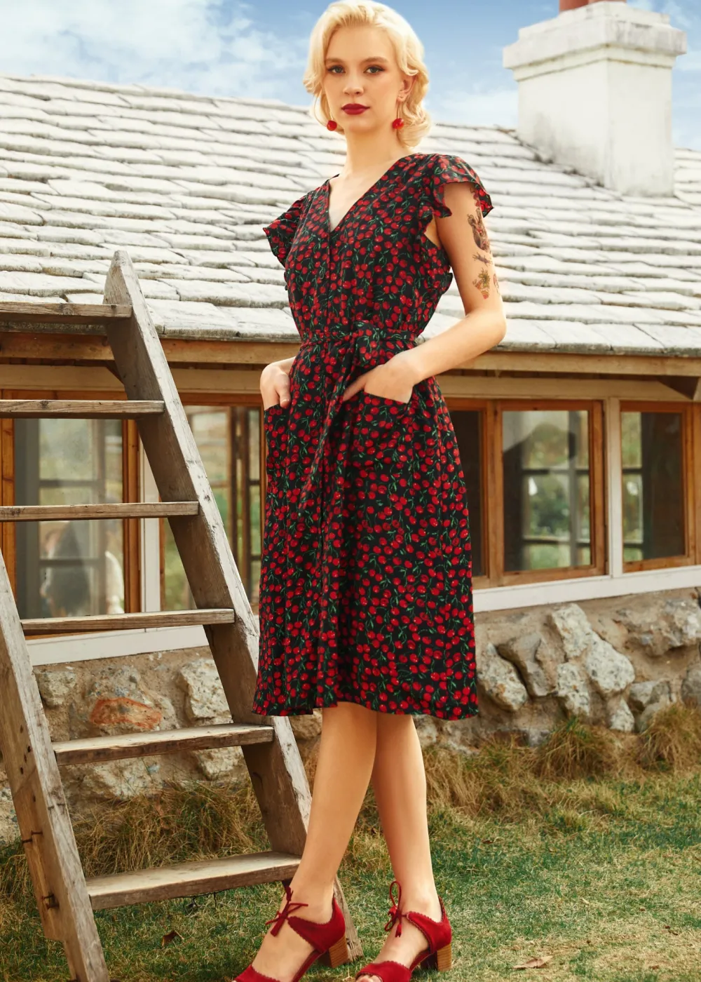 Cherry Picked Perfection Dress Black Cherry Outlet