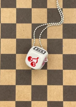 Cherry Slot Machine Dice Pendant Soft White Clearance