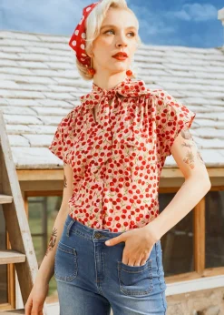 Cherry Sweet Bow Blouse Cherry Kiss New