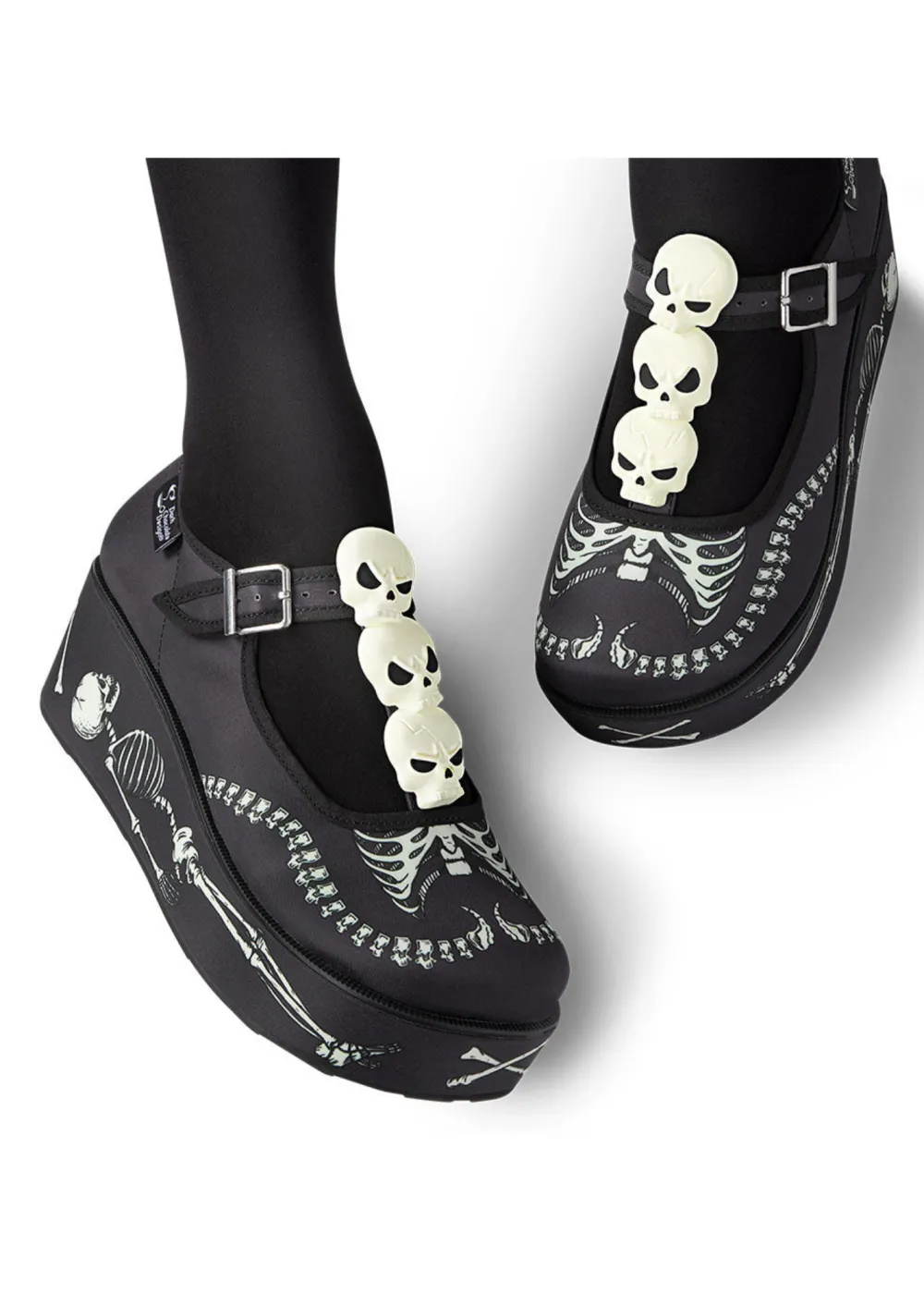 Chocolaticas® Skeletons Under Your Bed Women's Mary Jane Platform Clearance