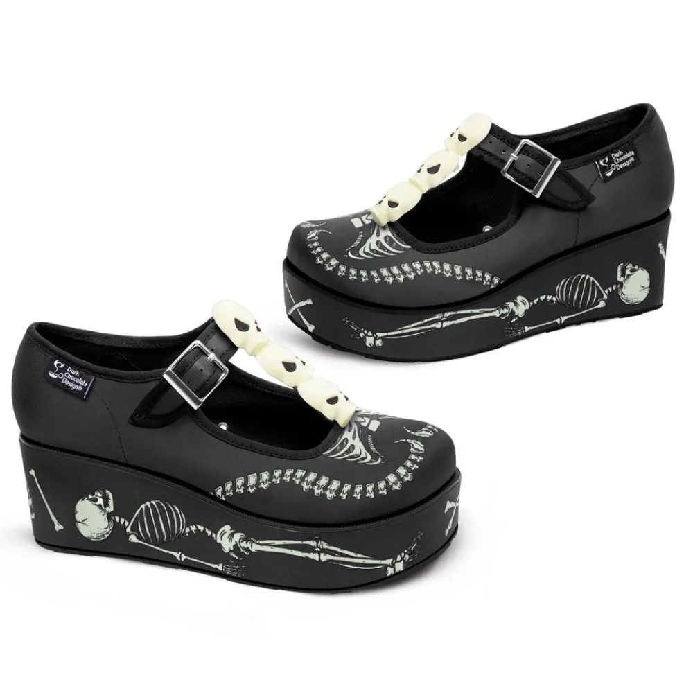 Chocolaticas® Skeletons Under Your Bed Women's Mary Jane Platform Clearance
