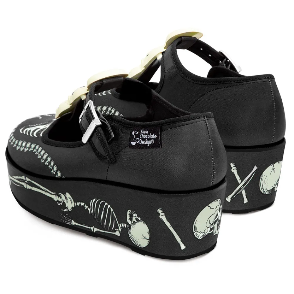 Chocolaticas® Skeletons Under Your Bed Women's Mary Jane Platform Clearance
