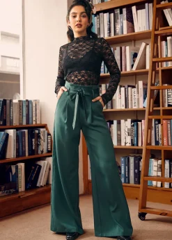 BTC Cider, Spice & Everything Nice Wide Leg Pants Green Goddess Discount