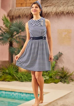 BTC Coach Tour Dress Navy Stripe Sale