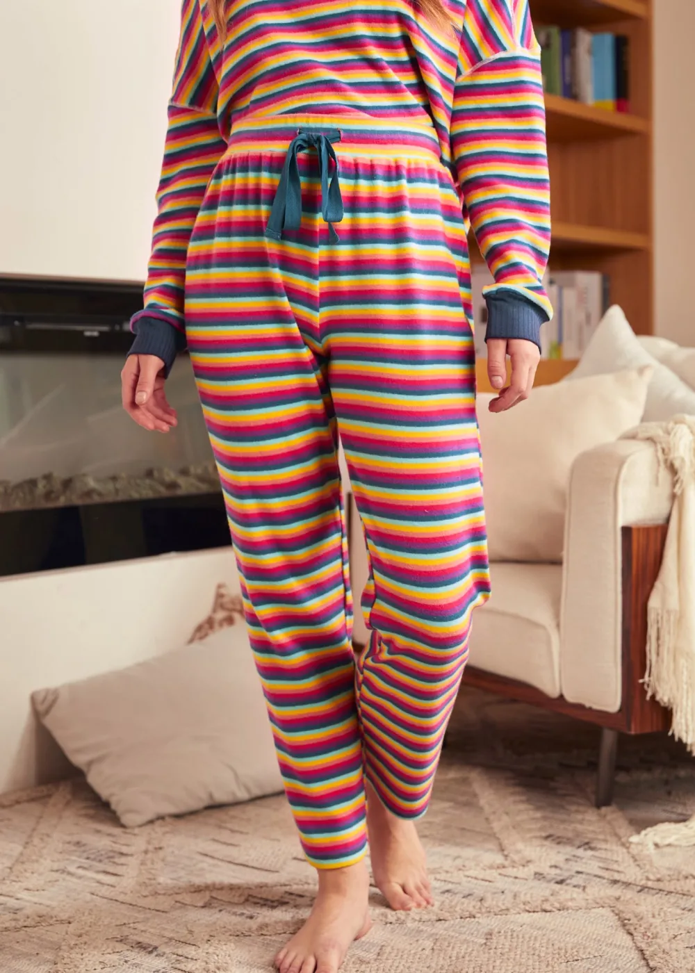 Colorburst Cozy Straight-Leg Pants Celestial Stripe Discount