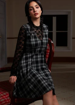 BTC Cute as a Nutmeg Fit & Flare Dress Twilight Zone Plaid Clearance