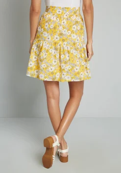 Hangzhou HS Fashion Corporation Ltd. Days in Doll Valley Tiered Skirt Yellow Floral Online