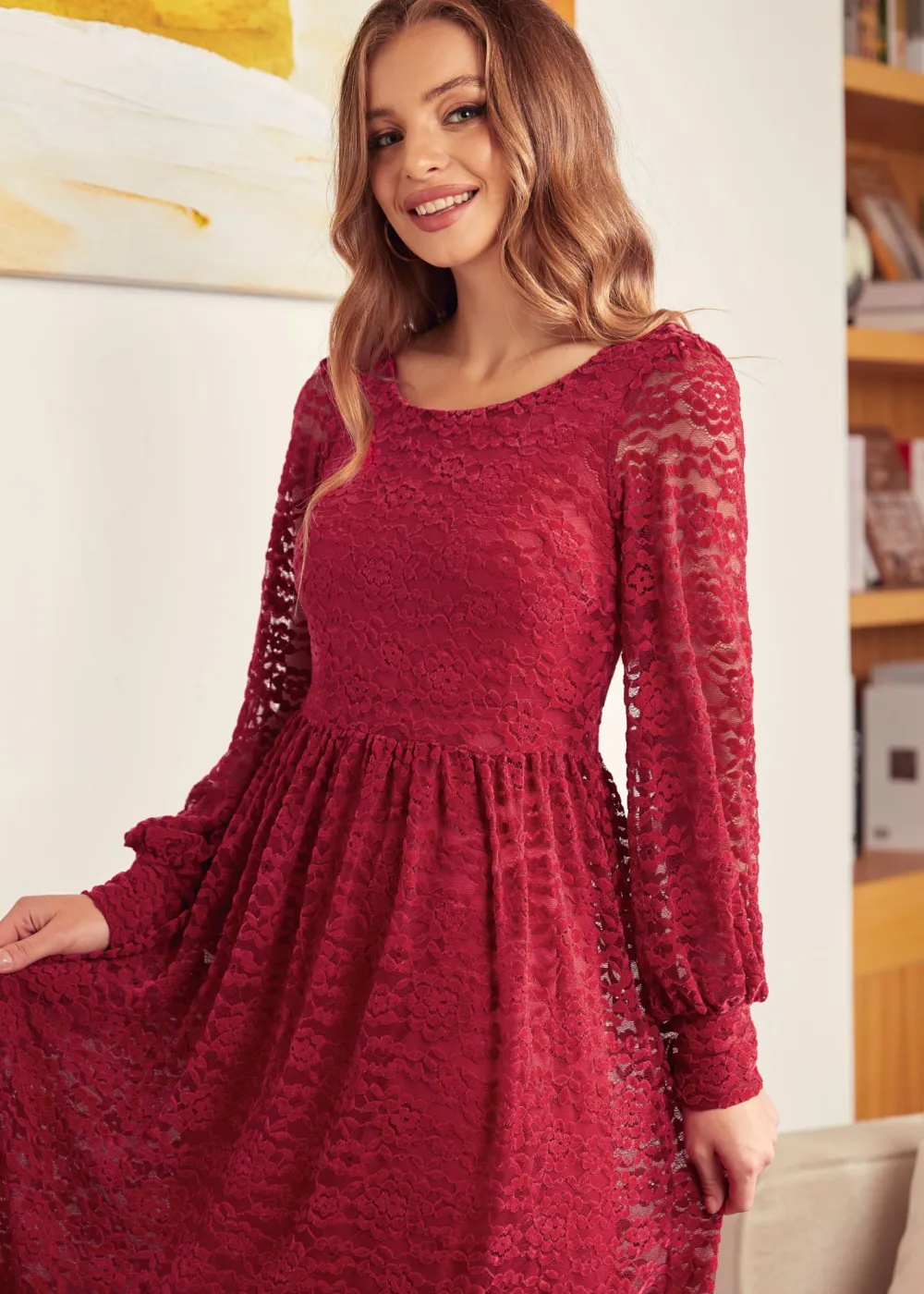 Dazzling in the Discotheque Turtleneck Dress Crimson Rush Hot