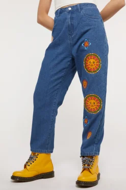 Denim Sun Print Jean Discount