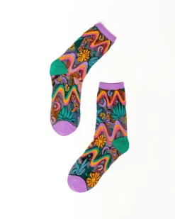 Desert Disco Black Sheer Crew Sock New