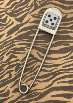 Dice Jumbo Safety Pin Keychain White New