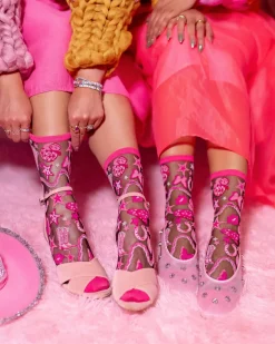Disco Barbie Black Sheer Crew Sock Best