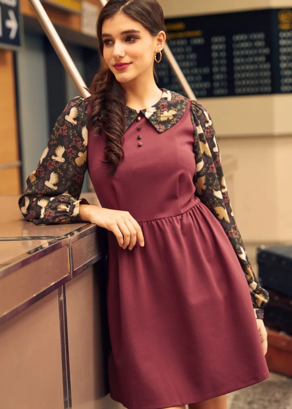 Doo-Wop Daydreamer Contrast Dress Velvet Vine Discount