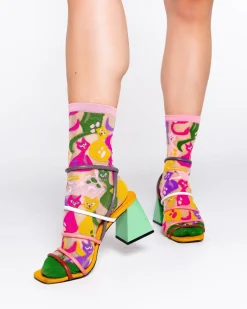 Dopamine Cats Sheer Crew Sock Clearance