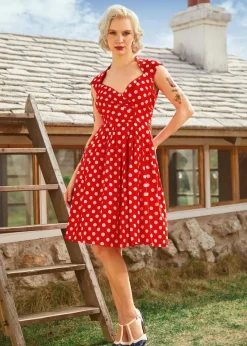 Dotted Darling Fit & Flare Dress Red Polka Dot Discount