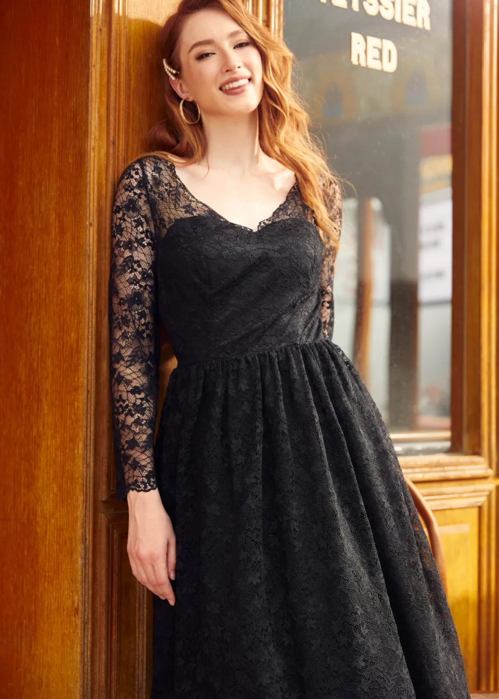 ModCloth Dramatic Performance Lace Dress Black Clearance