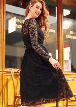 ModCloth Dramatic Performance Lace Dress Black Clearance