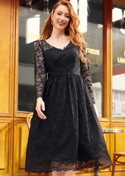 ModCloth Dramatic Performance Lace Dress Black Clearance